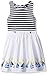 Nautica Girls' Striped Dress with Printed Poplin Skirt