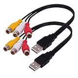 USB to 3RCA Cable, Yeworth [2 Pack] 0.25m USB Male to 3 RCA Female Jack Splitter Audio Video AV Composite Adapter Cable for TV/PC