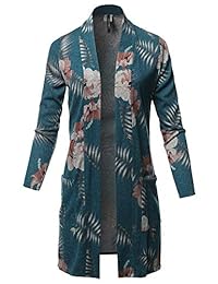 Women's Casual Solid and Print Long Length Knit Cardigan