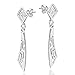 AeraVida Enchanting Abstract Greek Key Style .925 Sterling Silver Post Dangle Earrings | Casual Sterling Silver Dangle Earring for Women