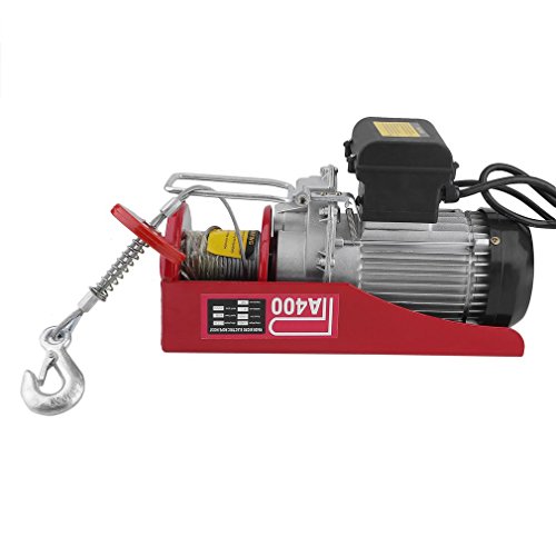 Homgrace 880lbs Mini Electric Wire Cable Hoist Crane Overhead Garage Winch with Remote Control Auto Lift (880LB)