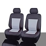 NEW ARRIVAL- CAR PASS OXFORD Waterproof Two Front Car Seat Covers Set- Universal fit for vehicles, Cars with Airbag Compatible (Black With Gray)