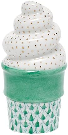 Herend Ice Cream Cone Figurine Green Fishnet