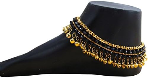 Designer Indian Traditional Belly Dance Ghungroo Brass Anklet with Jingling Bells Gold Tone