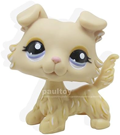 Littlest Pet Shop Rare Yellow Collie Dog Puppy Blue Eyes LPS Toy #1194