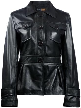 FactoryExtreme Metropolis Womens Black Leather Blazer, XX-Large, Black