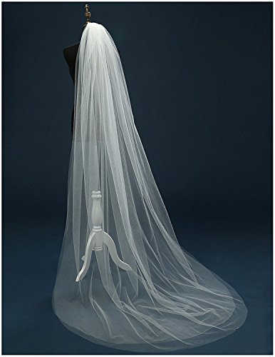Anmor 2T Tulle Sheer Long Wedding Bridal Veils 2M Tulle Bridal Veil with Comb Off White