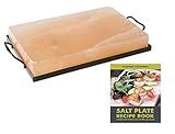 Charcoal Companion CC7167 Himalayan Salt Plate & Holder Set with Salt Plate Recipe Book, 8 x 12"