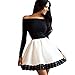 GONKOMA Women Casual Long Sleeve Slim A-Line Dresses Evening Party Short Dress (S, Black)