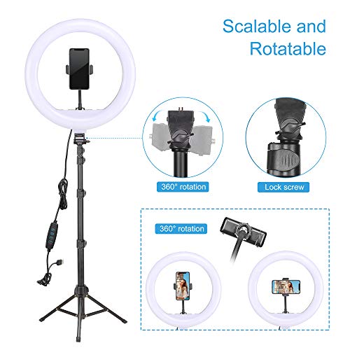 Dimmable Ring Light 12-Inch Led Beauty Photography Fill Light with Foldable Tripod Stand Cellphone Holder for Camera Phone YouTube Live Streaming Self-Portrait Selfie Video Studio Shooting