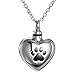AMIST Warm Heart Dog Paw Print Cremation Jewelry Keepsake Memorial Urn Necklace Ash Holder Pendant
