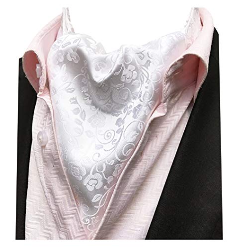 MENDENG Mens Black Gold Paisley Jacquard Woven Silk Cravat Formal Self Tie Ascot - Thumbnail 4