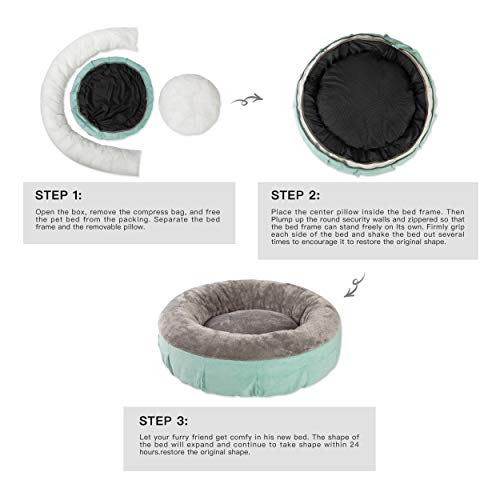 Love's cabin Round Donut Removable Cover Cat and Dog Cushion Bed, 24in Large Grey Pet Bed for Cats or Small Dogs, Anti-Slip & Water-Resistant Bottom, Super Soft Durable Fabric Pet Supplies - Thumbnail 6