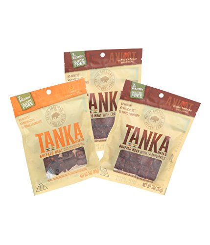 Meat Bar Bites with Buffalo and Cranberries by Tanka, Variety Pack, Beef Jerky Alternative, Gluten Free Snacks, 3 Ounce Bag, Pack of 3