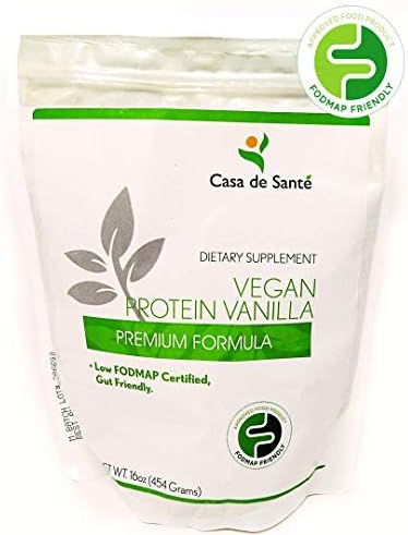 Low FODMAP Protein Powder, Food for Gut Health, Gluten-Free, Soy-Free, Vegan, Contains Stevia, Pea Protein Isolate, Monk Fruit, Non GMO, 16 oz Package - Casa de Sante (Vanilla)
