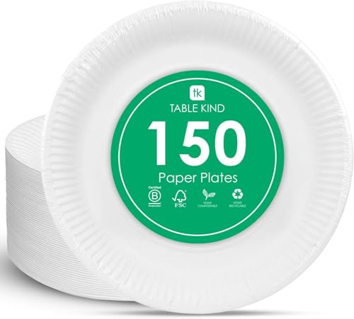 Table Child x 150, 22 cm, Environmentally Friendly Paper Plates for Birthday, Environmentally Friendly, Recyclable, Disposable Tableware, Biodegradable Party Accessories, Home Compostable, Made in the EU