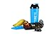 Core150® Attitude Shaker - Blue - 35oz Protein Shaker Bottle. Contains easy stack removable storage with 3 compartments