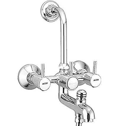 ALTON Grace 3820 Brass 3-in-1 Wall Mixer with Provision for Overhead and Hand Shower and 125mm Long Bend Pipe (Chrome)