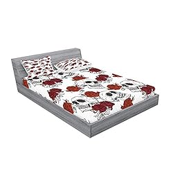 Ambesonne Skull Fitted Sheet & Pillow Sham
