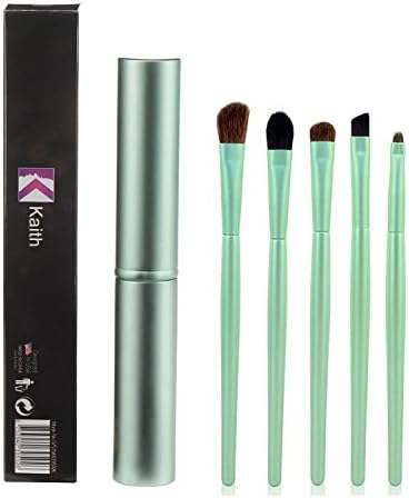 Kaith Makeup Brushes Eye Makeup Brush Set Professional 5 Piece Wooden Handle Smoky Brush Lipbrush Eyeshadow Bush with Luxury Case (Green)