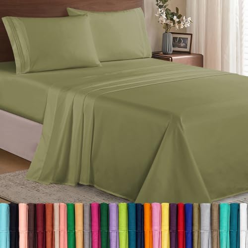 Elegant Comfort Luxury Soft 1500 Premier Egyptian 4-Piece Premium Hotel Quality Wrinkle Resistant Coziest Bedding Set, All Around Elastic Fitted Sheet, Deep Pocket, Twin/Twin XL, Sage/Green