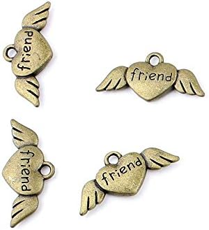 Price per 170 Pieces Antique Bronze Jewelry Making Charms Findings Supplies 69058 Love Heart Wing Craft Ancient Repair Lots DIY Pendant Vintage