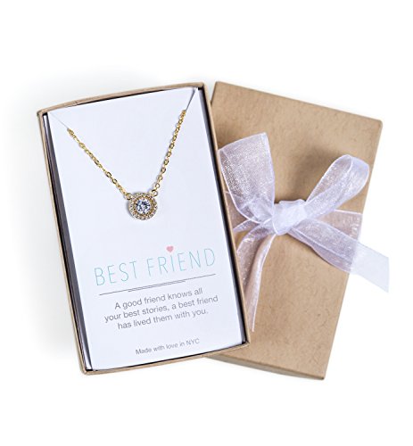 Crystal pendant necklace in silver, yellow gold or rose gold, gif…