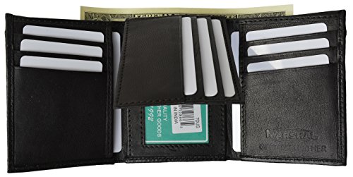 Mens Trifold Wallet Extra Capacity Inside Slots 2 ID Windows by Marshal
