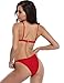 SHEKINI Women's Brazilian Bathing Suit Triangle Bikini Set Sexy V Neck Two Piece Swimsuits (Medium, Rose red)