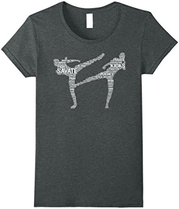 Womens Savate Shirt: Word Cloud Premium Art Fighter Gift T-Shirt Medium Dark Heather