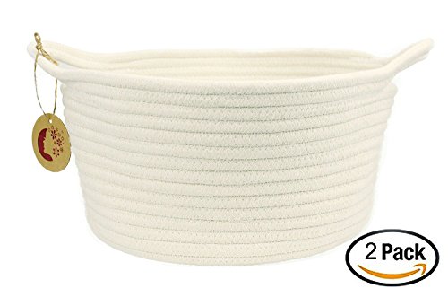 Cotton Rope Storage Baskets With Handles Soft Durable Toy Storage Nursery Bins Home Decorations , Set of 2