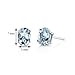 Peora 14K White Gold Aquamarine Earrings for Women, Genuine Gemstone Classic Solitaire Studs, 7x5mm Oval Shape, 1.25 Carats total, Friction Back, Blue Aquamarine Jewelry, March Birthstone Earrings