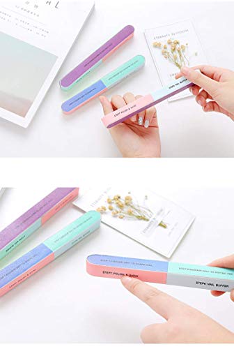Nail File and Nail Buffer 7 Inches Long 4 Fingernail Files in 1 Professional Care Manicure Tools and Cosmetic Manicure 7 Professional Steps 6 Pack