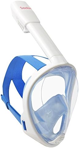 Full Face Snorkel - Snorkeling Mask Set New 2017 Design GUARNTEE & FREE DELIVERY See 180 Degrees Underwater with New 4 Valve Anti Fog Technology Breathe Easy While Snorkling with the Best