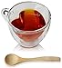 Tea Cup Heart Shaped Double Wall Insulated Clear Glass Tea and Coffee Cup 8.5 Ounces with Bamboo Teaspoon by Princeton Wares (1)