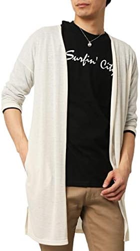 アーケード Arcade 麻混 ロングカーディガン メンズ 5分袖 カーデ リネン カーディガン