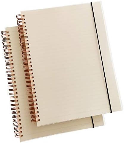 SPIRITMATE 2 Pack B5 Spiral Notebooks Hardcover with Elastic Closure Band 100g Thick Paper Dot/Ruled/Graph/Blank Wirebound Journals, 70 Sheets/140 Pages Per Each Notebook (Ruled Line)