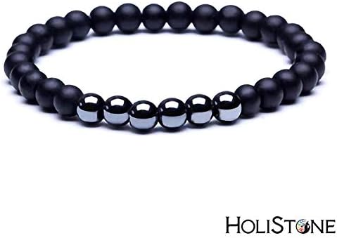 HoliStone Black Shungite Natural Stone Charm Bracelet โฆ Anxiety Stress Relief Yoga Beads Bracelets Chakra Healing Crystal Bracelet for Women and Men