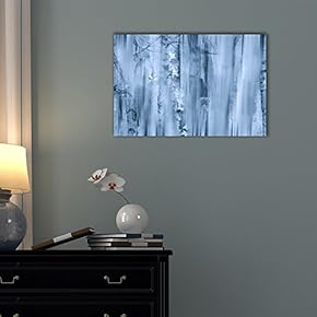 Canvas Wall Art - Abstract Landscape Artwork with Birch Trees in Mist - Gallery Wrap Modern Home Art | Ready to Hang - 12x18 inches