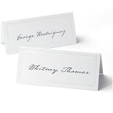 Gartner Studios White Pearl Place Cards,White Cardstock Table Placecards with Pearl Border for Wedding, Printable on Laser/In