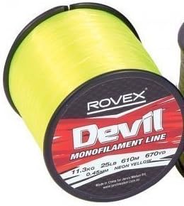 Devil Fibre monofilament Line 1/4lb Yellow 25lb by Rovex Devil
