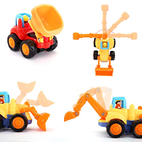image for Zooawa Push and Go Car Construction Vehicles Trucks Toy, Mini Sliding 