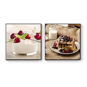 Framed for Living Room Bedroom Tasty Food for x2 Panels