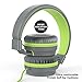 AILIHEN I35 Kid Headphones with Microphone Volume Limited 93dB Children Girls Boys Teen Lightweight Foldable Wired Headset for School Online Course Chromebook Cellphones Tablets (Grey/Green)