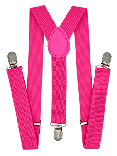 Trilece Suspenders for Boys Kids Girls and Toddlers - Adjustable Elastic 1 inch Wide Y Shape Suspender Strong Clips (6 Years to 5 Feet Tall, Hot Pink) - Thumbnail 7