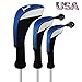 FINGER TEN Golf Club Head Covers Woods Driver Fairway Hybrid 3 Set, Headcovers Men Women Long Neck 1 3 5 7 X with Interchangeable Number Tag, Fit Nike Ping Mizuno Titleist 460CC