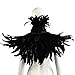 Homelix Gothic Black Natural Feather Cape Shawl with Choker Collar