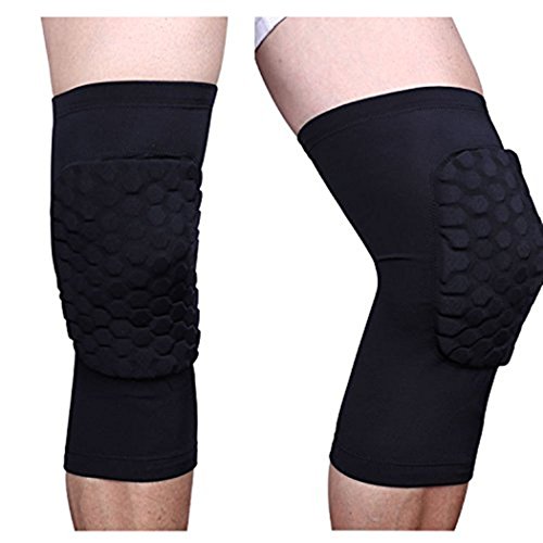 Mcolics 2 Packs Compression Sleeve Knee Pads Protective Compression Wear - Men Basketball Brace Support - Best to Immobilize, Strap & Wrap Knee for Volleyball, Football (Long Black, M)