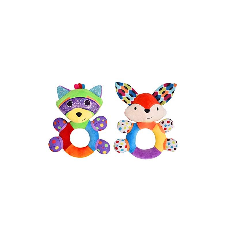 HAHA Baby Teething Rattle Toys, Infant Girl Boy Learning Toy Newborn Soft Handbell Grab Shaker Crinkle Squeaky Sensory…