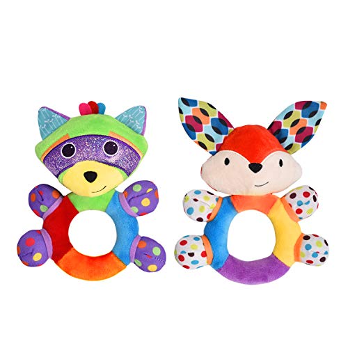 HAHA Baby Teething Rattle Toys, Infant Girl Boy Learning Toy Newborn Soft Handbell Grab Shaker Crinkle Squeaky Sensory…